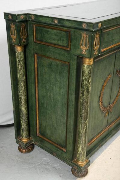 Monumental Italian Neoclassical Style Paint Decorated Marble Top Console