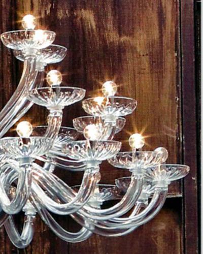 Monumental Italian Triple Tier 30 Arm Clear Murano Venetian Glass Chandelier