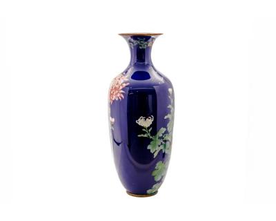 Monumental Japanese Cloisonn Enamel Vase with Chrysanthemums Got Seizabur 