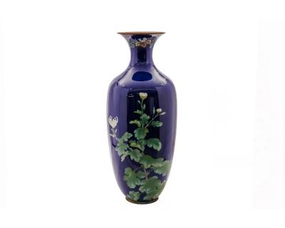 Monumental Japanese Cloisonn Enamel Vase with Chrysanthemums Got Seizabur 