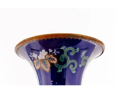 Monumental Japanese Cloisonn Enamel Vase with Chrysanthemums Got Seizabur 