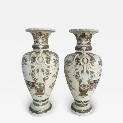 Monumental Japanese Satsuma Vases Artist Signed An Impressive Pair Estate Fresh