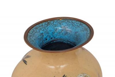 Monumental Japanese Three Piece Peach Cloisonn Enamel Garniture Nagoya Company