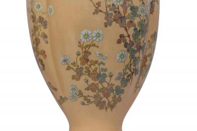 Monumental Japanese Three Piece Peach Cloisonn Enamel Garniture Nagoya Company