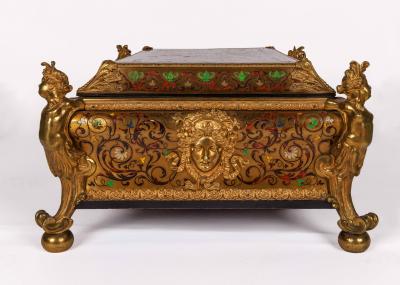 Monumental Louis XIV Style Gilt Bronze Mounted Boulle Marquetry Casket Box