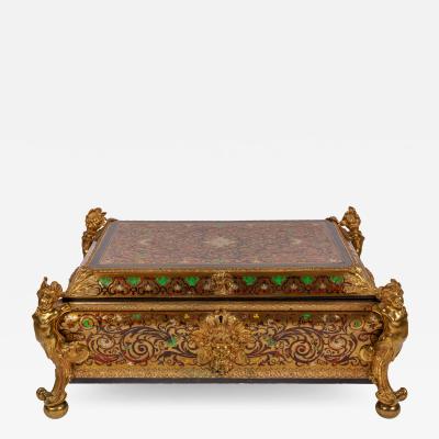Monumental Louis XIV Style Gilt Bronze Mounted Boulle Marquetry Casket Box