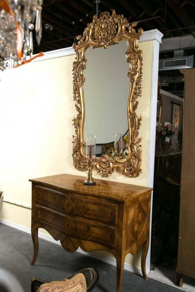 Monumental Louis XV Style Giltwood Mirror Exquisite Details