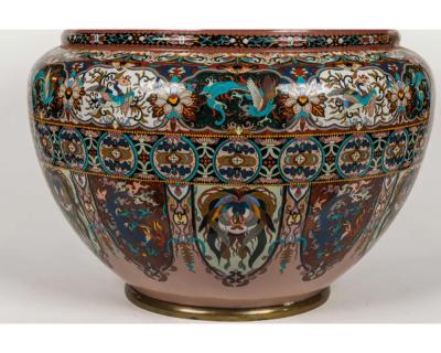 Monumental Meiji Period Japanese Cloisonne Enamel Jardiniere