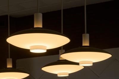 Monumental Mid Century Chandelier in Lacquered Metal and Opaline Glass 1960