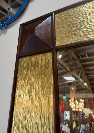 Monumental Mid Century Modern Gilt Walnut Wall Mirror
