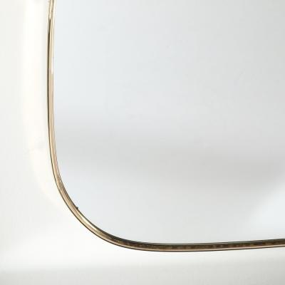 Monumental Mid Century Modernist Brass Curvilinear Hourglass Form Wrapped Mirror