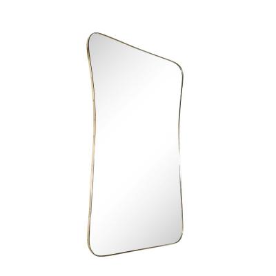 Monumental Mid Century Modernist Brass Curvilinear Hourglass Form Wrapped Mirror