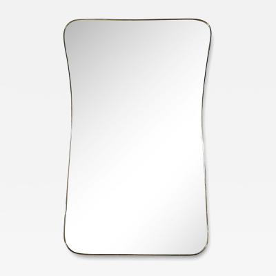 Monumental Mid Century Modernist Brass Curvilinear Hourglass Form Wrapped Mirror