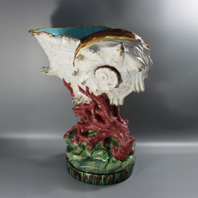 Monumental Minton Majolica Conch Shell Jardini re