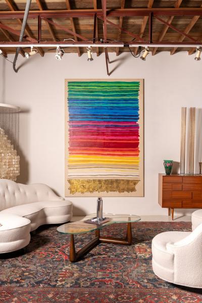 Monumental Modern Color Field Painting on Canvas after Morris Louis 1960s
