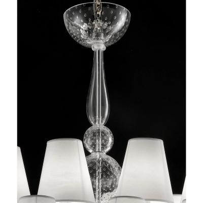 Monumental Modern Transparent Murano Glass Chandelier