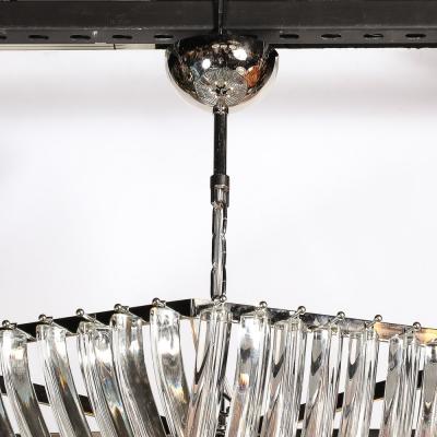 Monumental Modernist Hand Blown Murano Glass Ribbon Chandelier in Chrome