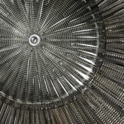 Monumental Modernist Hand Blown Murano Reeded Smoked Glass Flush Mount