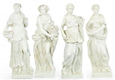 Monumental Neo Classic White Ceramic Four Seasons Statues