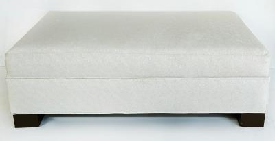 Monumental Newly Upholstered Ottoman Pouf Ebonized Wood Feet