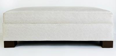 Monumental Newly Upholstered Ottoman Pouf Ebonized Wood Feet