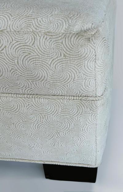 Monumental Newly Upholstered Ottoman Pouf Ebonized Wood Feet