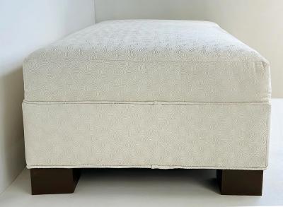 Monumental Newly Upholstered Ottoman Pouf Ebonized Wood Feet