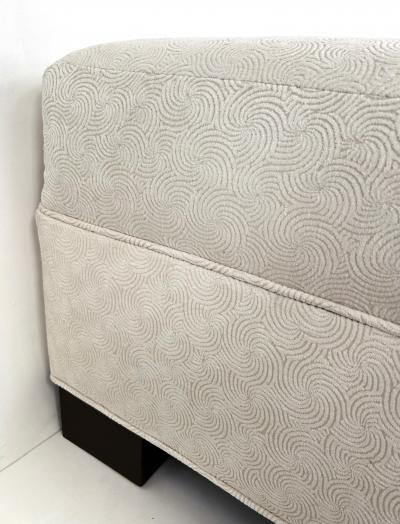 Monumental Newly Upholstered Ottoman Pouf Ebonized Wood Feet