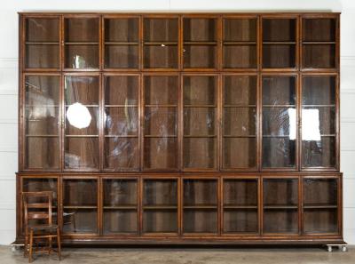 Monumental Oak Glazed Haberdashery Bookcase Cabinet