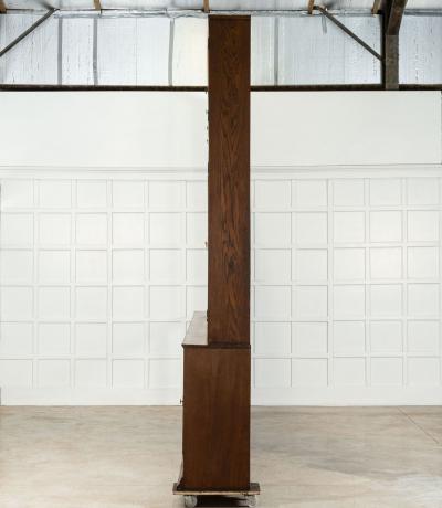 Monumental Oak Glazed Haberdashery Bookcase Cabinet