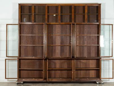Monumental Oak Glazed Haberdashery Bookcase Cabinet