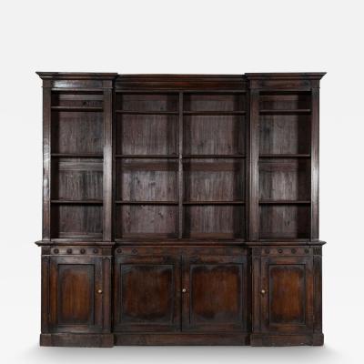 Monumental Oak Inverted Breakfront Bookcase