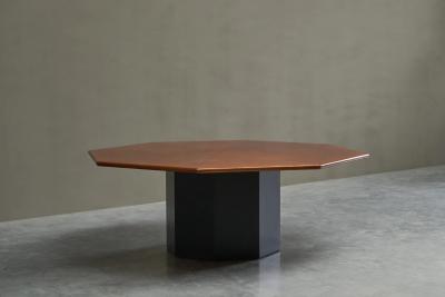 Monumental Octagonal Dining Table in Wood 1970s