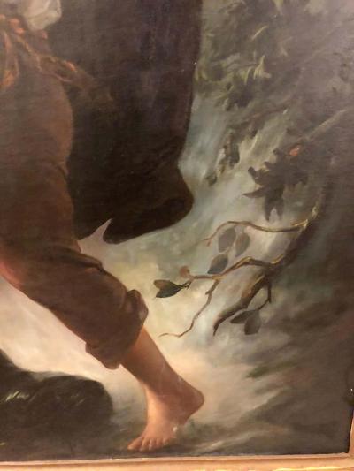 Monumental Oil on Canvas the Old Masters Style of a Maiden to Be Deflowered