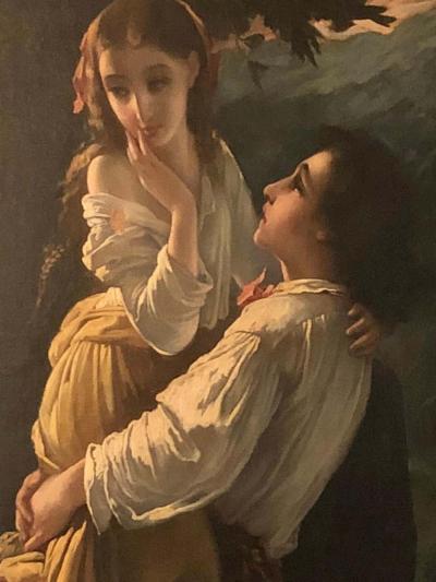 Monumental Oil on Canvas the Old Masters Style of a Maiden to Be Deflowered