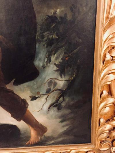 Monumental Oil on Canvas the Old Masters Style of a Maiden to Be Deflowered