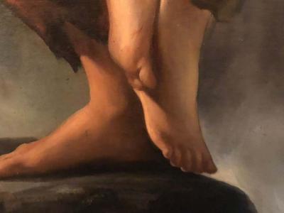 Monumental Oil on Canvas the Old Masters Style of a Maiden to Be Deflowered