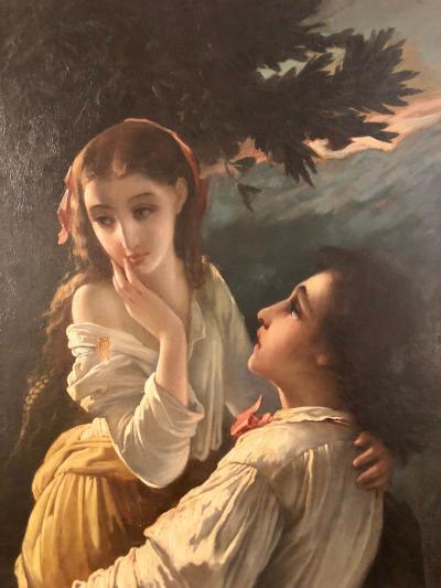 Monumental Oil on Canvas the Old Masters Style of a Maiden to Be Deflowered