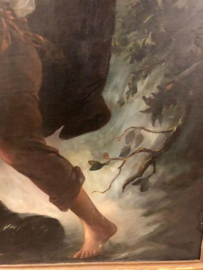 Monumental Oil on Canvas the Old Masters Style of a Maiden to Be Deflowered