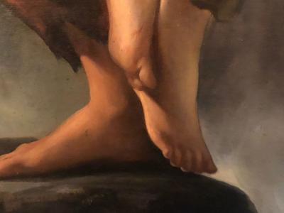 Monumental Oil on Canvas the Old Masters Style of a Maiden to Be Deflowered