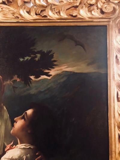 Monumental Oil on Canvas the Old Masters Style of a Maiden to Be Deflowered