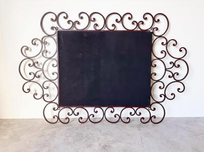 Monumental Ornate Vintage Scrolled Iron Wall Mirror