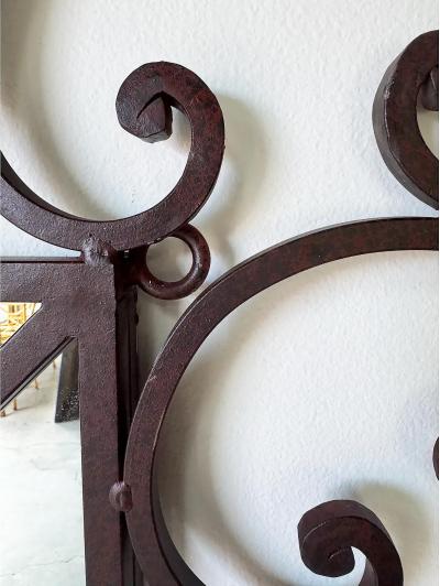 Monumental Ornate Vintage Scrolled Iron Wall Mirror