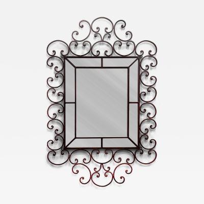 Monumental Ornate Vintage Scrolled Iron Wall Mirror