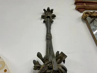 Monumental Pair Of Antique French Patinated Metal Sconces