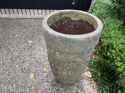 Monumental Pair Of Glazed Pottery Garden Urns