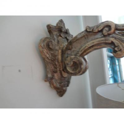 Monumental Pair of 18th Century Venetian Silver Giltwood Sconces