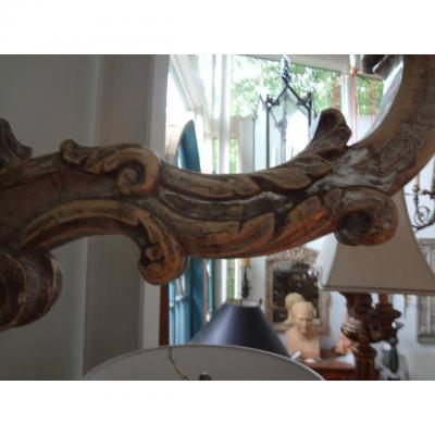 Monumental Pair of 18th Century Venetian Silver Giltwood Sconces