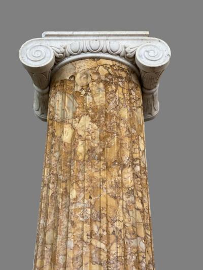 Monumental Pair of Italian Neoclassical Doric Marble Columns