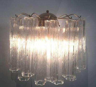 Monumental Pair of Italian Tronchi Chandeliers Murano 1980s